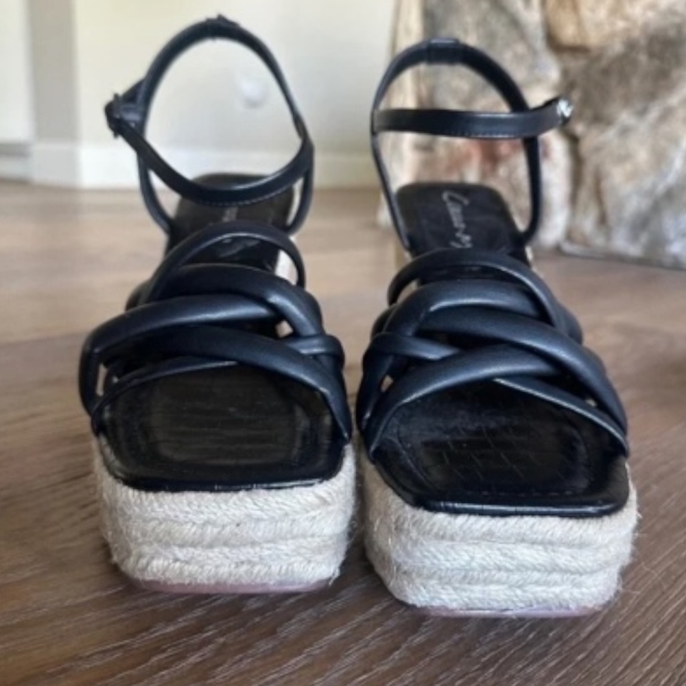 Circus NY by Sam Edelman Irene Espadrille Platform Wedge Sandal | Black | Size 9 - Picture 7 of 12
